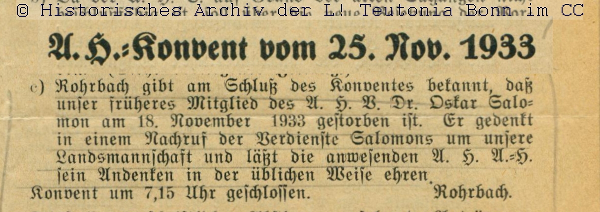Totengedenken_Oskar_Salomon_Tuisconen-Zeitung_1933_Nr35_S1_Ausschnitt
