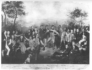 Couleurhund der Landsmannschaft 1862 auf einem Mensurtag